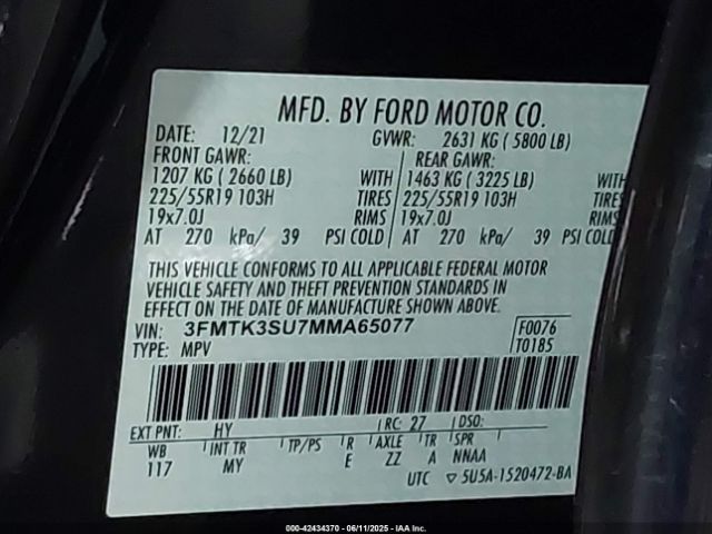 2021 FORD MUSTANG MACH-E 3FMTK3SU7MMA65077 Photo 8