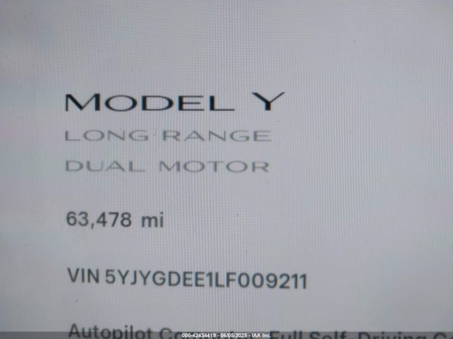 5YJYGDEE1LF009211 Tesla Model Y