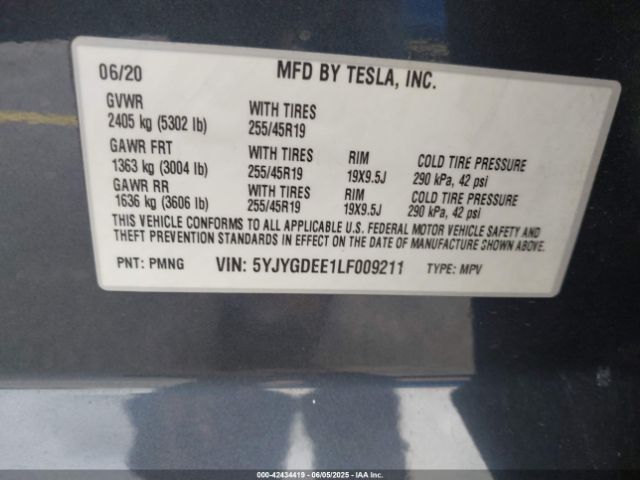 5YJYGDEE1LF009211 Tesla Model Y