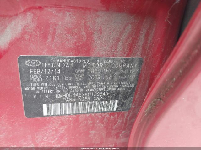 KMHDH4AEXEU129645 Hyundai Elantra Limited