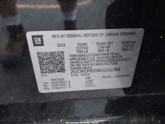 2019 CHEVROLET SILVERADO 1500 LD 2GCRCPEC9K1152263 Photo 8