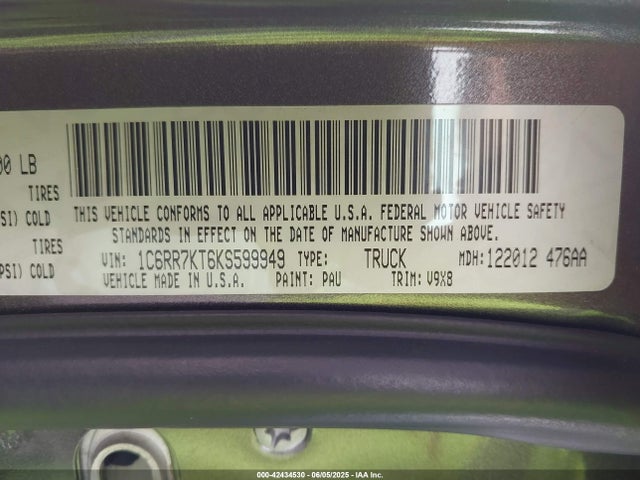 1C6RR7KT6KS599949 RAM 1500 Class