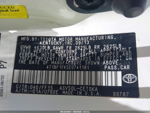 4T1BF1FK5EU741181 Toyota 2ar-fe