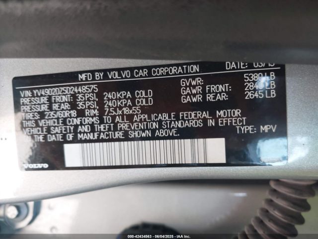 2013 VOLVO XC60 YV4902DZ5D2448575 Photo 8