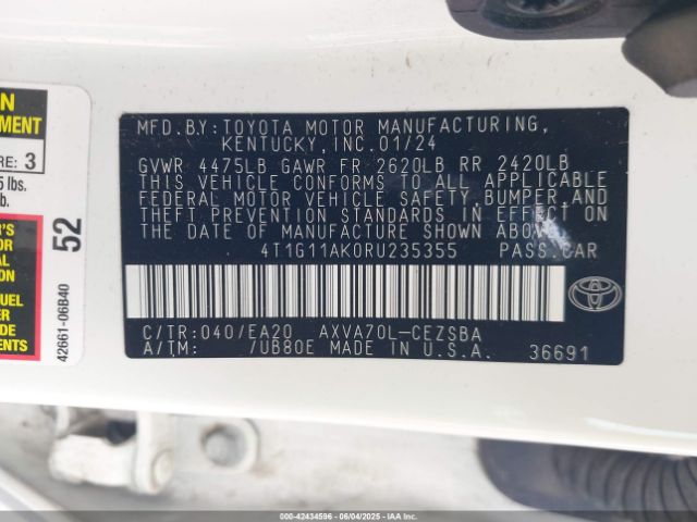 4T1G11AK0RU235355 Toyota CAMRY SE