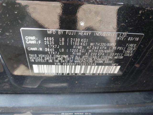 4S4BSAFC7G3311049 Subaru Outback 2.5i Premium