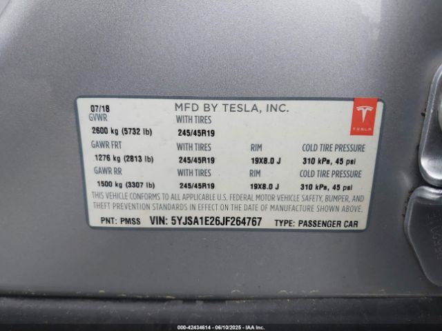 2018 TESLA MODEL S 5YJSA1E26JF264767 Photo 8