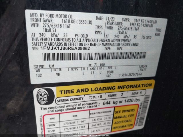 1FMJK1J86REA09662 Ford Expedition Xlt Max