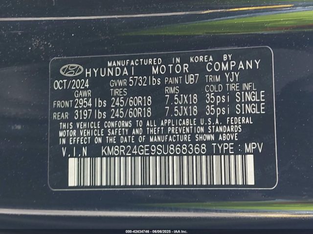 KM8R24GE9SU868368 Hyundai Palisade Sel