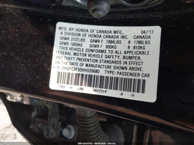 2HGFC2F50HH539680 Honda Civic Lx