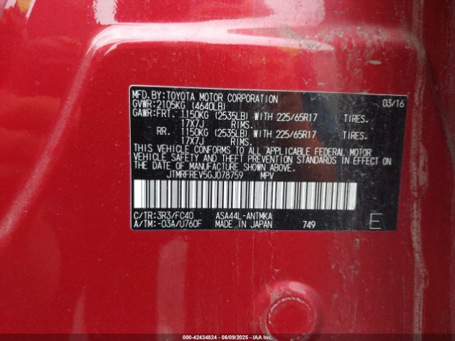 JTMRFREV5GJ078759 Toyota Rav4 Xle