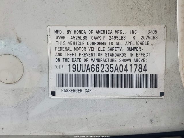 2005 ACURA TL 19UUA66235A041784 Photo 8