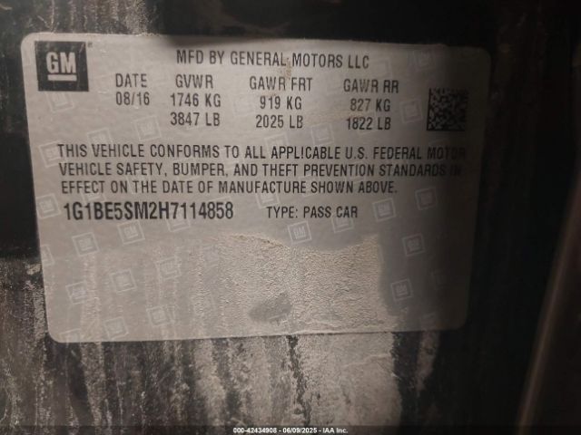 1G1BE5SM2H7114858 Chevrolet Cruze Lt Auto