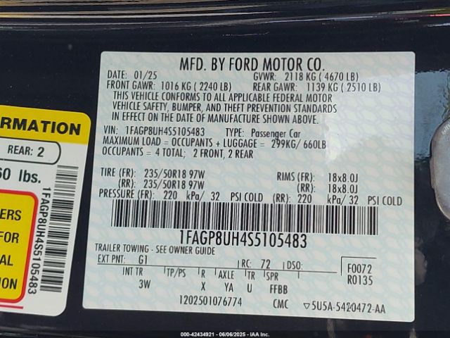 1FAGP8UH4S5105483 Ford Mustang Ecoboost Premium