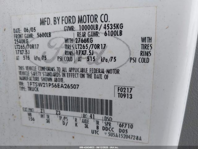 2006 FORD F-250 1FTSW21P56EA26507 Photo 8
