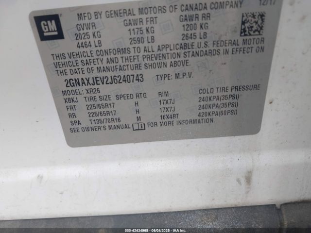 2018 CHEVROLET EQUINOX 2GNAXJEV2J6240743 Photo 8
