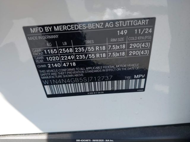 W1N4N4GB5SJ712737 Mercedes-Benz m260