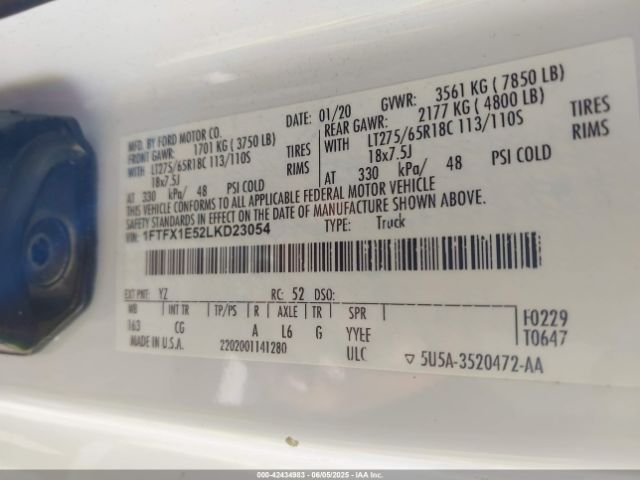 2020 FORD F-150 1FTFX1E52LKD23054 Photo 8