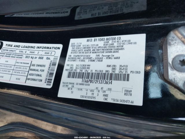 2015 FORD MUSTANG 1FA6P8CF2F5313654 Photo 8