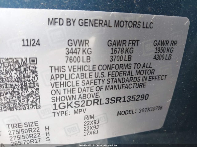 1GKS2DRL3SR135290 GMC Yukon