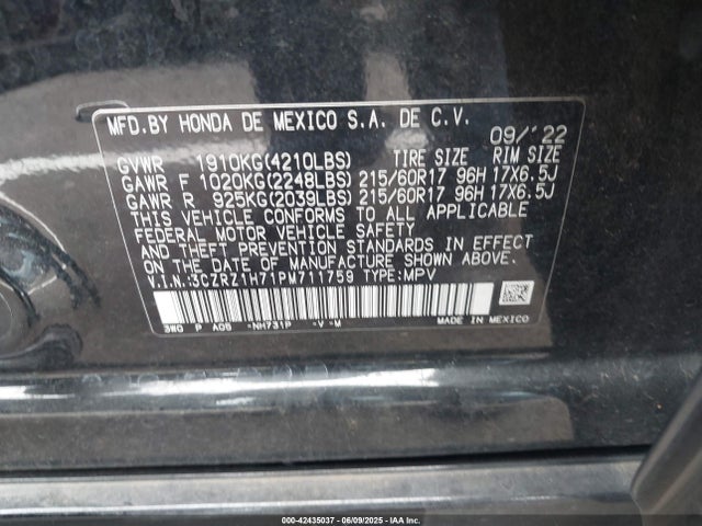 3CZRZ1H71PM711759 Honda k20z5