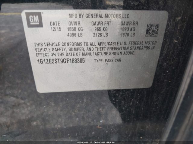 1G1ZE5ST9GF188305 Chevrolet MALIBU LT