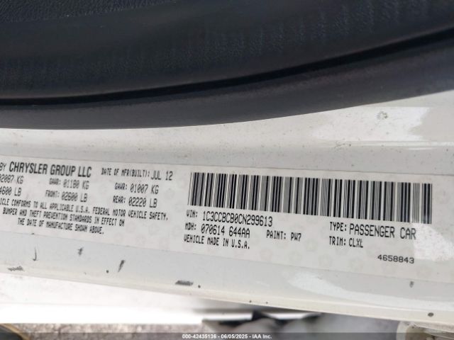 2012 CHRYSLER 200 1C3CCBCB0CN299613 Photo 8