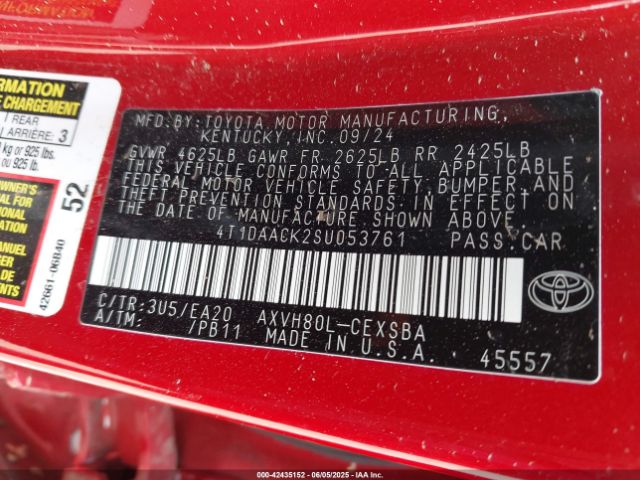 2025 TOYOTA CAMRY 4T1DAACK2SU053761 Photo 8