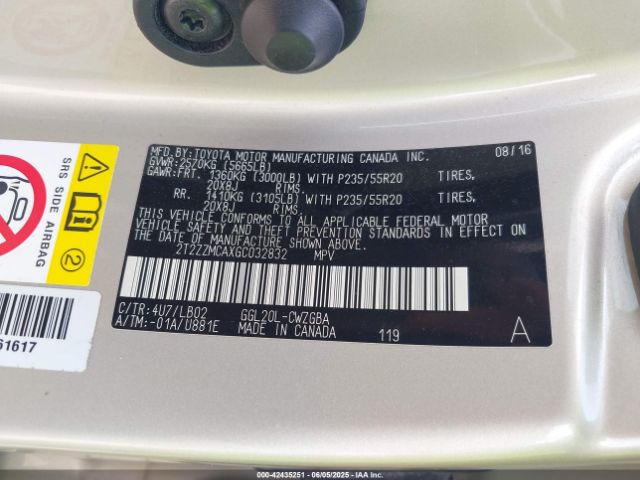 2T2ZZMCAXGC032832 Lexus RX