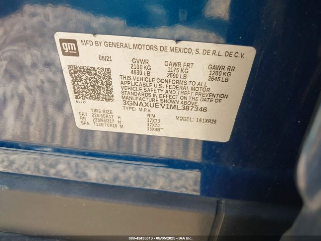 2021 CHEVROLET EQUINOX 3GNAXUEV1ML387346 Photo 8