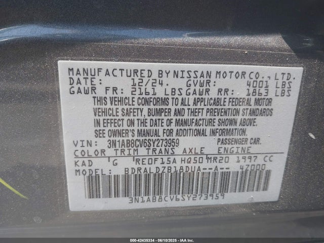 3N1AB8CV6SY273959 Nissan Sentra