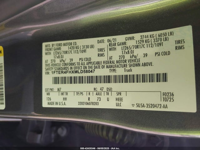 1FTER4FHXMLD58047 Ford 2021