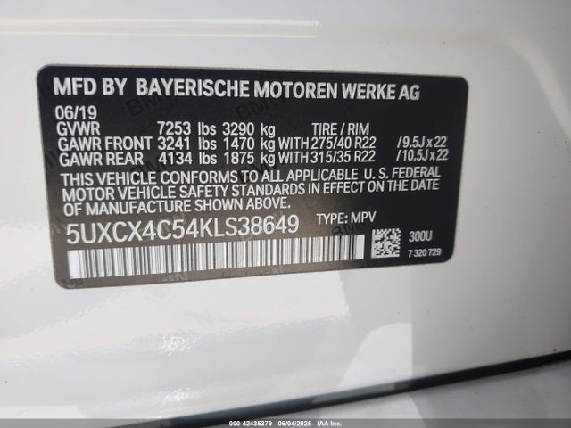 5UXCX4C54KLS38649 BMW X7 Xdrive50i