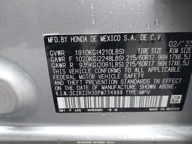 3CZRZ2H30PM734999 Honda k20z5