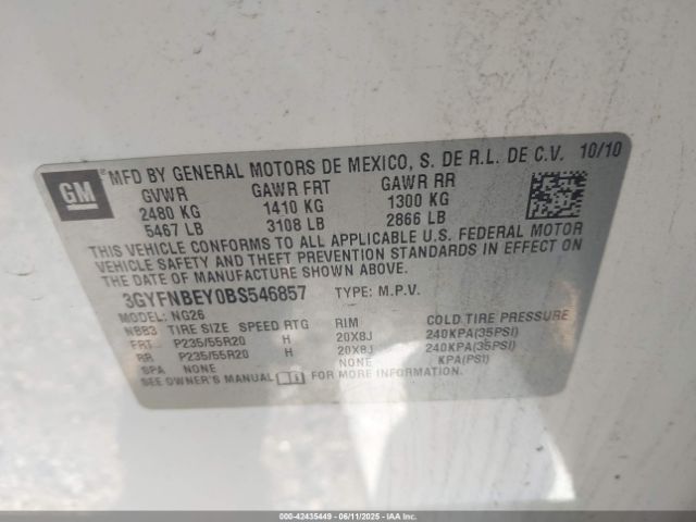 2011 CADILLAC SRX 3GYFNBEY0BS546857 Photo 8