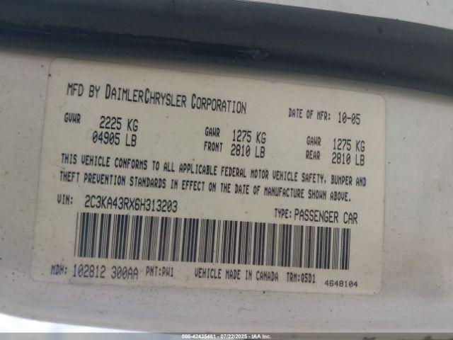 2006 CHRYSLER 300 2C3KA43RX6H313203 Photo 8