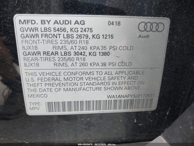 2018 AUDI Q5 WA1ANAFY3J2172631 Photo 8