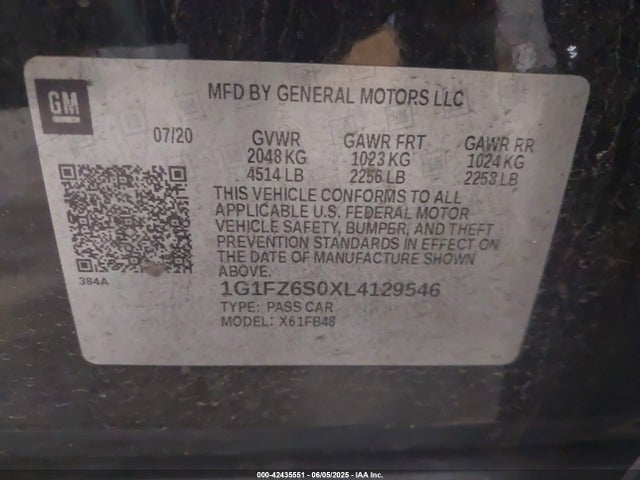 1G1FZ6S0XL4129546 Chevrolet 2020