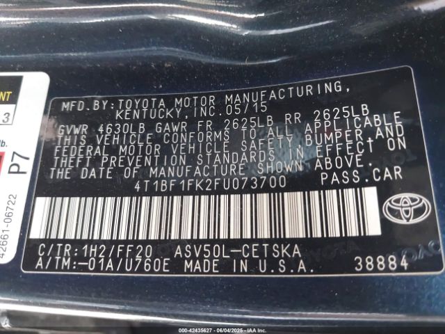 2015 TOYOTA CAMRY 4T1BF1FK2FU073700 Photo 8