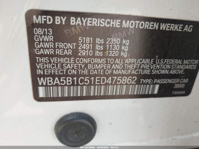 2014 BMW 535I WBA5B1C51ED475862 Photo 8