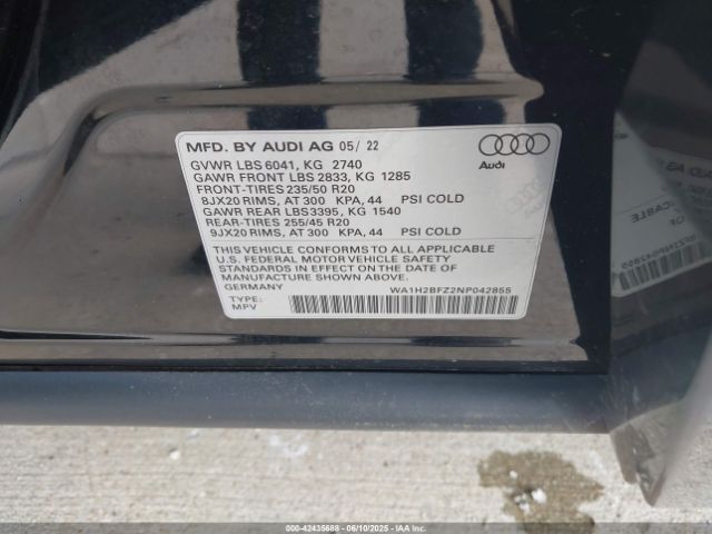 2022 AUDI Q4 E-TRON WA1H2BFZ2NP042855 Photo 8