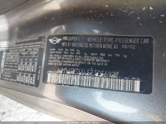 2002 MINI COOPER S WMWRE33452TD56972 Photo 8