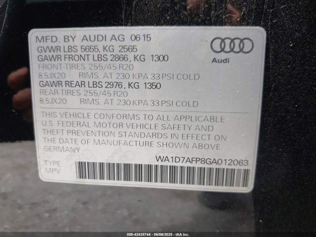 2016 AUDI Q5 WA1D7AFP8GA012063 Photo 8