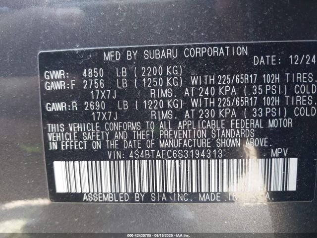 2025 SUBARU OUTBACK 4S4BTAFC6S3194313 Photo 8
