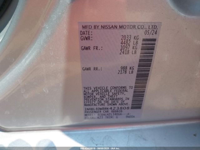 1N4BL4DW8RN423808 Nissan Altima Sv Intelligent Awd