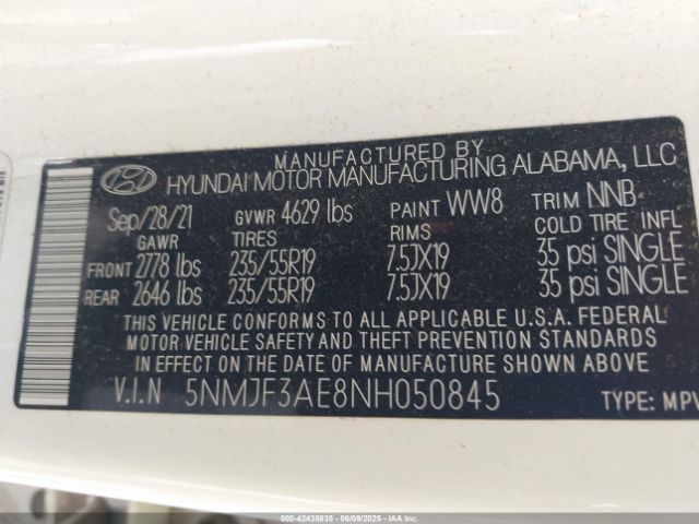 2022 HYUNDAI TUCSON 5NMJF3AE8NH050845 Photo 8