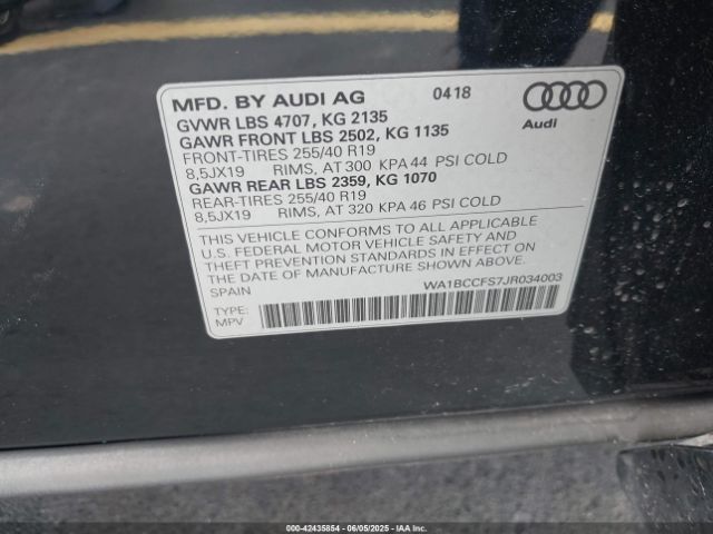 2018 AUDI Q3 WA1BCCFS7JR034003 Photo 8