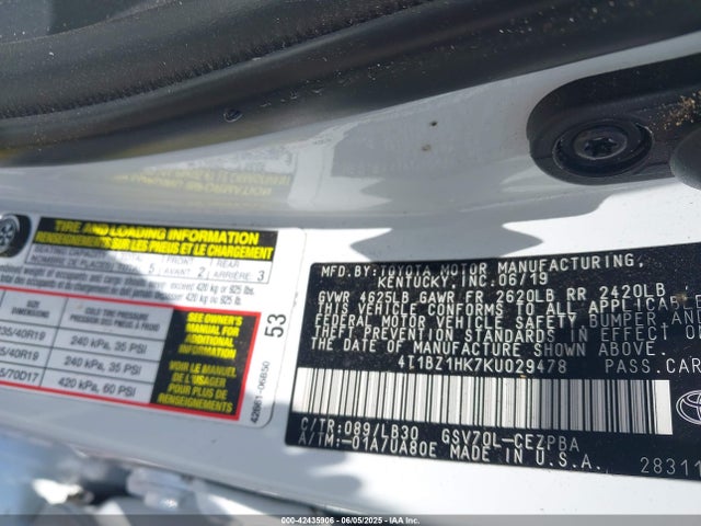 4T1BZ1HK7KU029478 Toyota 2gr-fks