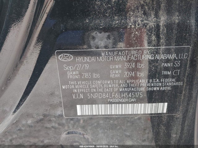 5NPD84LF6LH545175 Hyundai mpi nu