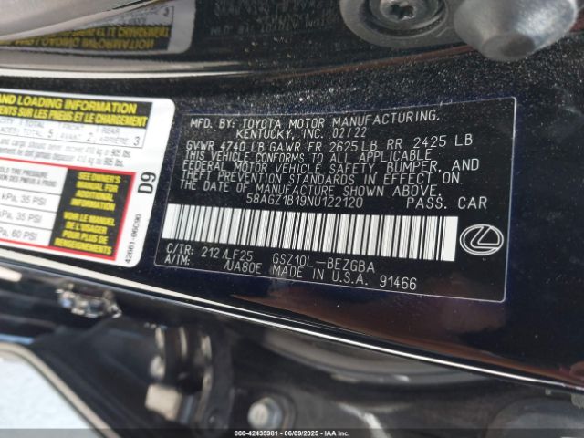 2022 LEXUS ES 350 58AGZ1B19NU122120 Photo 8